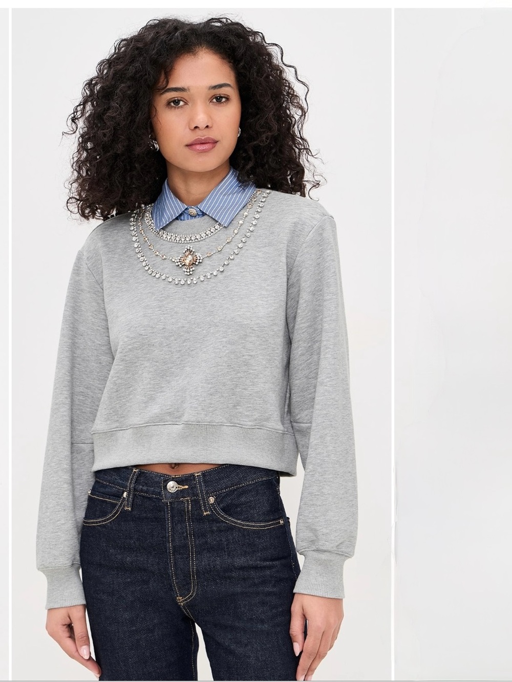 Cinq à Sept
Lavina Pullover Women's Gray Embellished Crewneck Sweater XS nwot